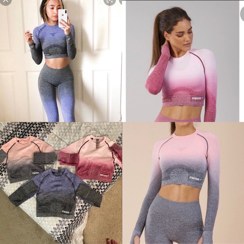 3 X GymShark Xs Ombré Long Sleeve Crop Tops